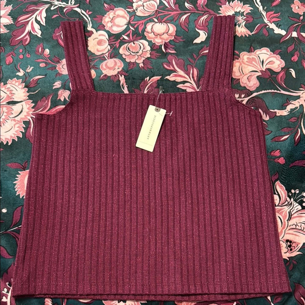 Anthropologie Square Neck Ribbed Tank Top